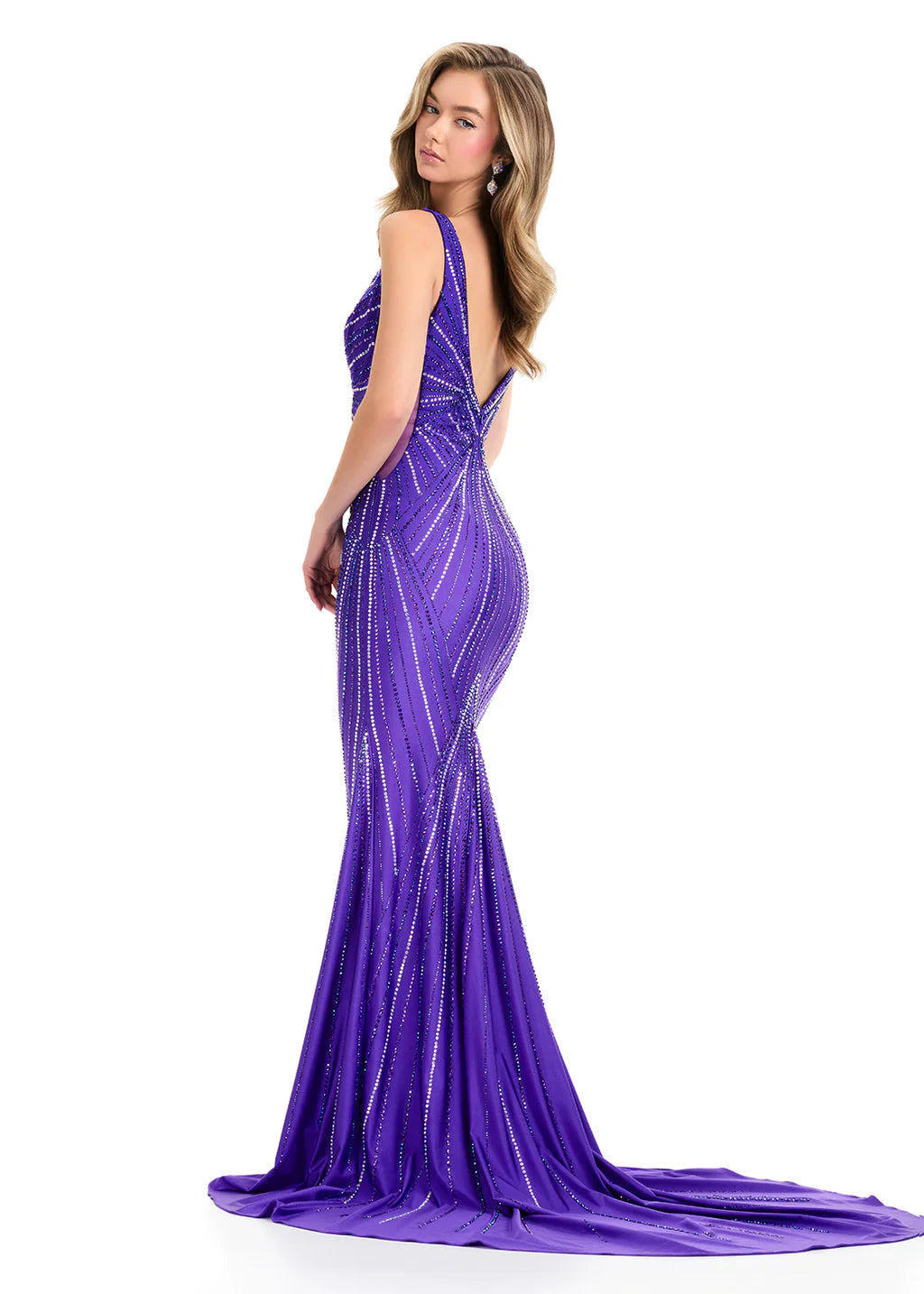Ashley Lauren 11693 - Beaded V-Neck Evening Gown