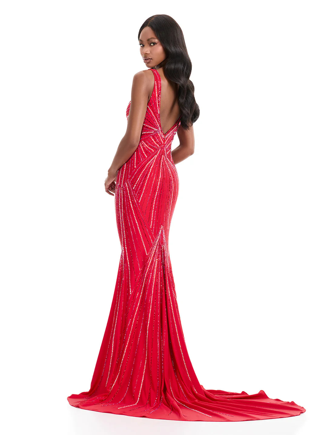 Ashley Lauren 11693 - Beaded V-Neck Evening Gown