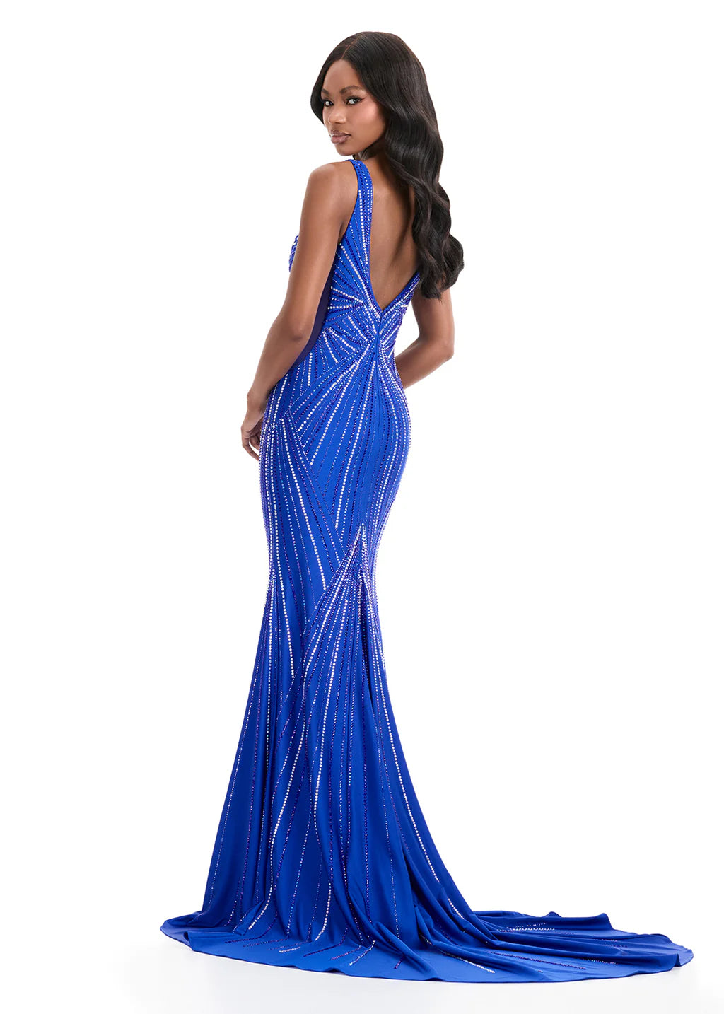 Ashley Lauren 11693 - Beaded V-Neck Evening Gown