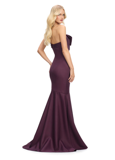 Ashley Lauren 11696 - Bow Accent Mermaid Evening Gown In Purple