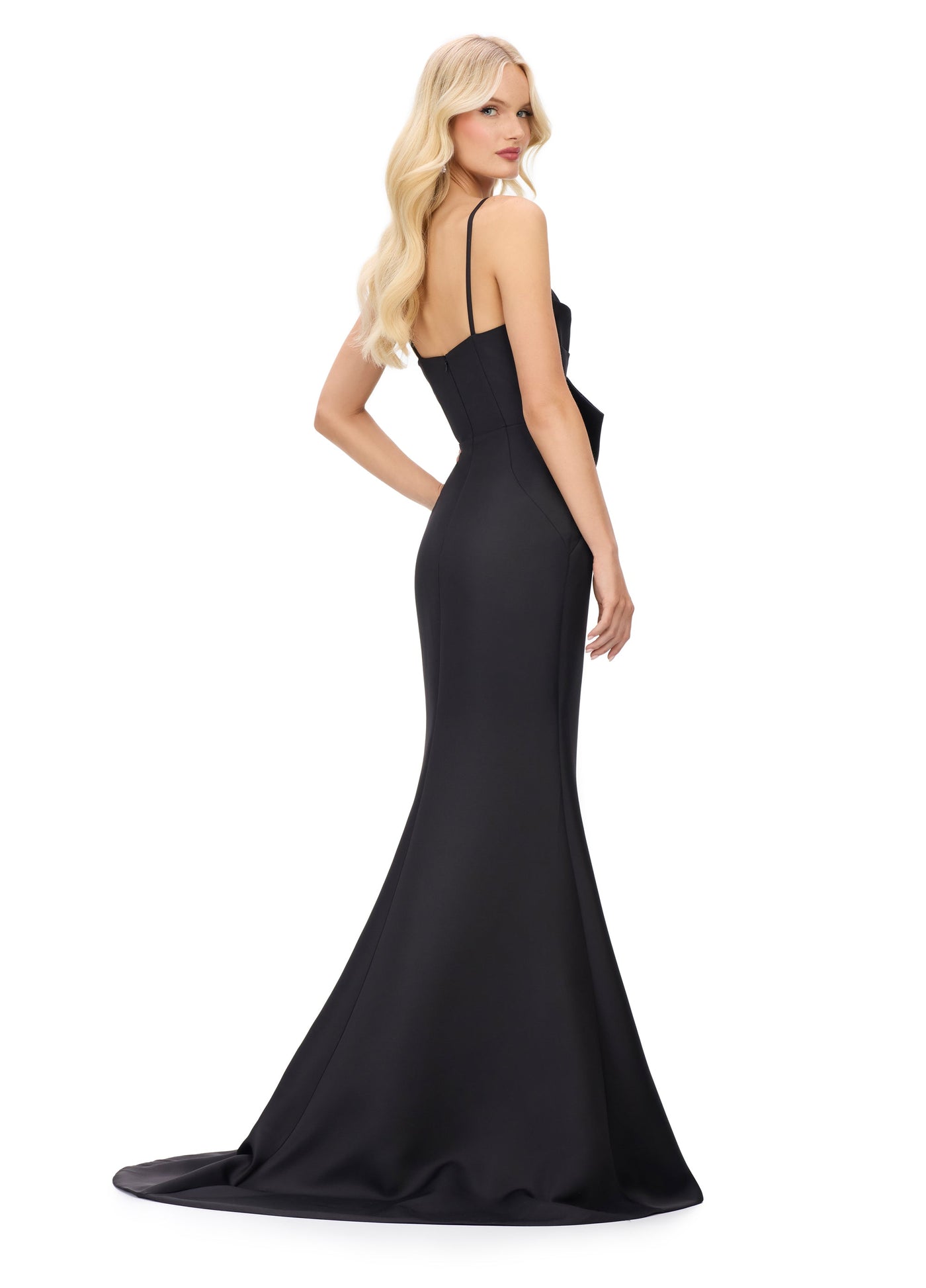 Ashley Lauren 11702 - Oversized Bow Mermaid Evening Gown In Black