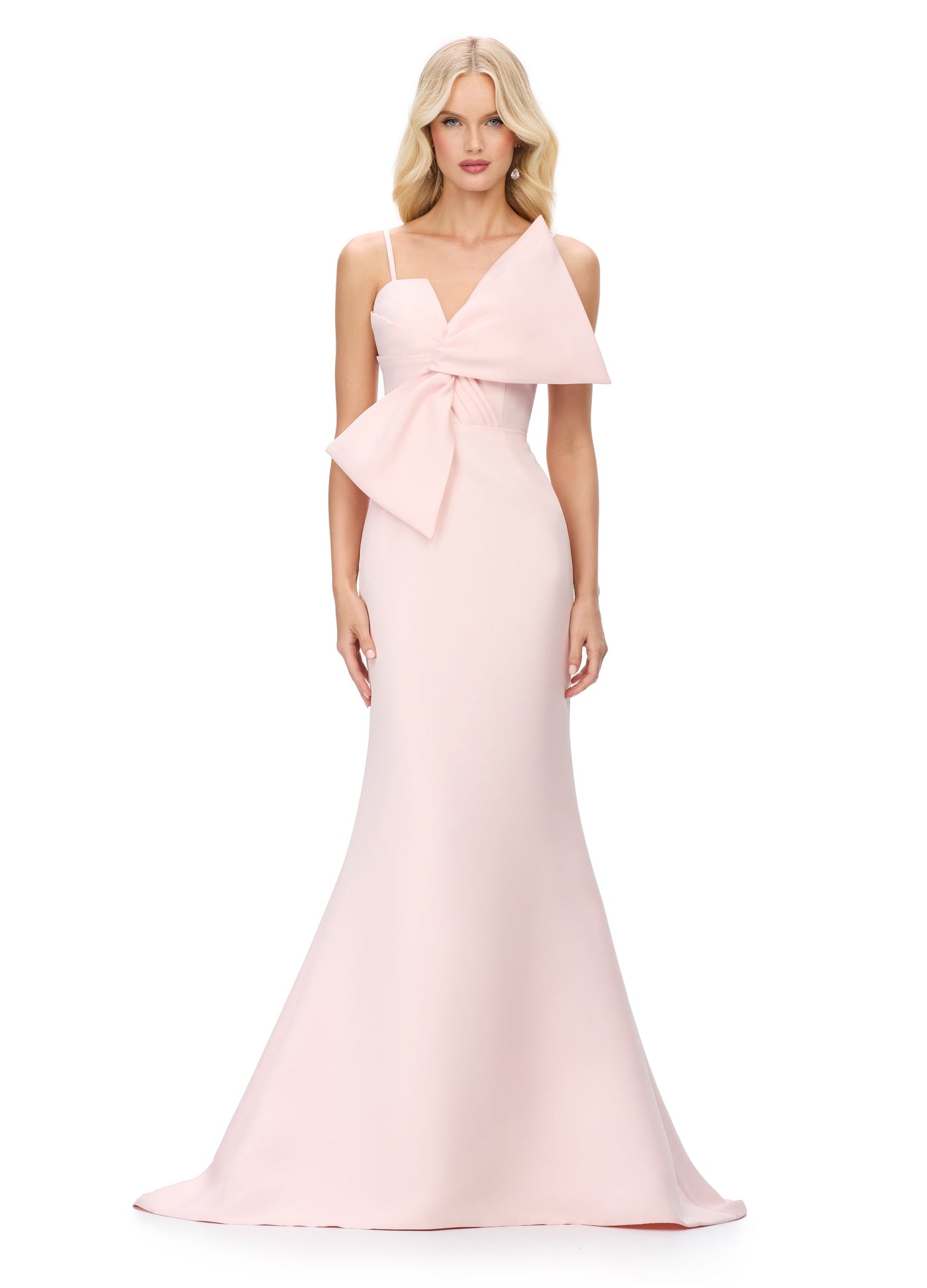 Ashley Lauren 11702 - Oversized Bow Mermaid Evening Gown In Pink