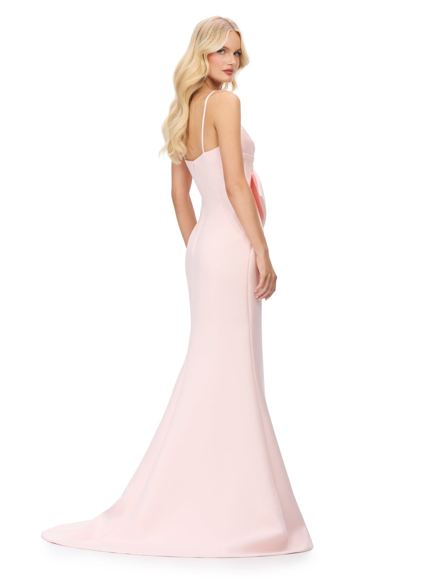 Ashley Lauren 11702 - Oversized Bow Mermaid Evening Gown In Pink