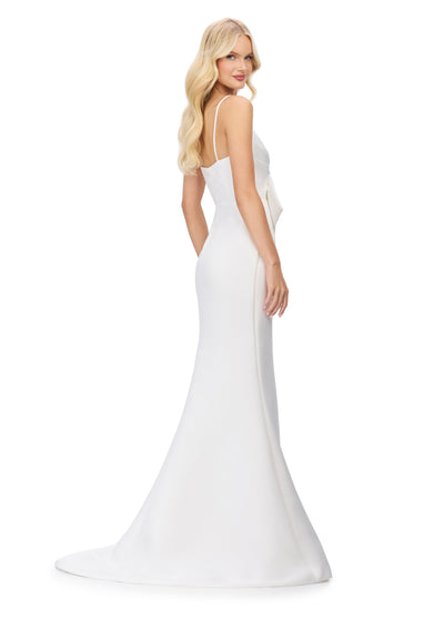 Ashley Lauren 11702 - Oversized Bow Mermaid Evening Gown In White