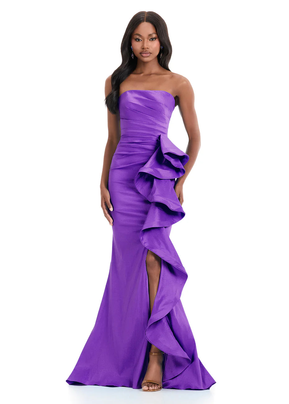 Ashley Lauren 11751 - Strapless Side Ruffle Evening Dress