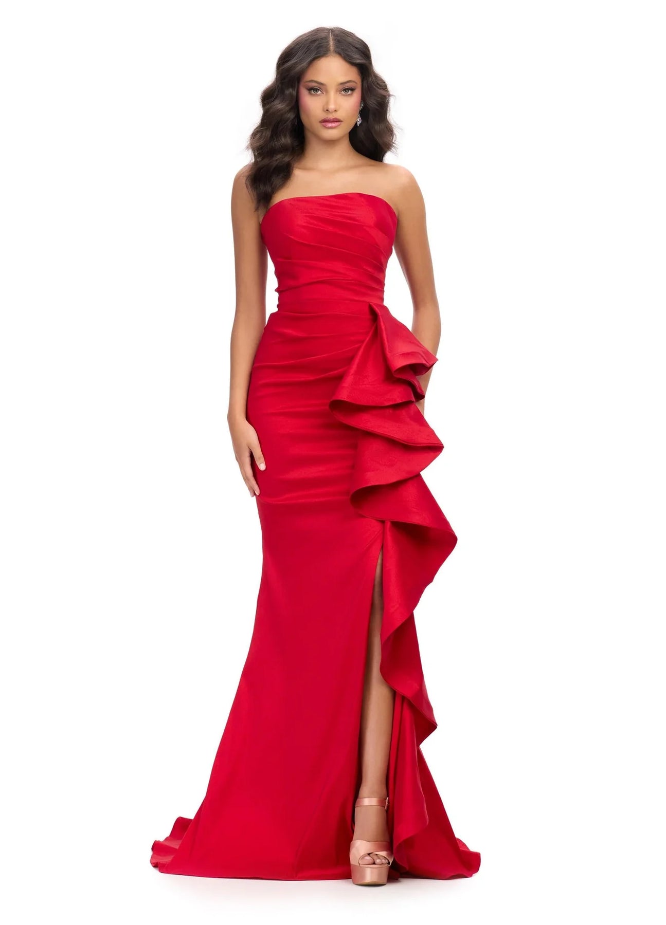 Ashley Lauren 11751 - Strapless Side Ruffle Evening Dress
