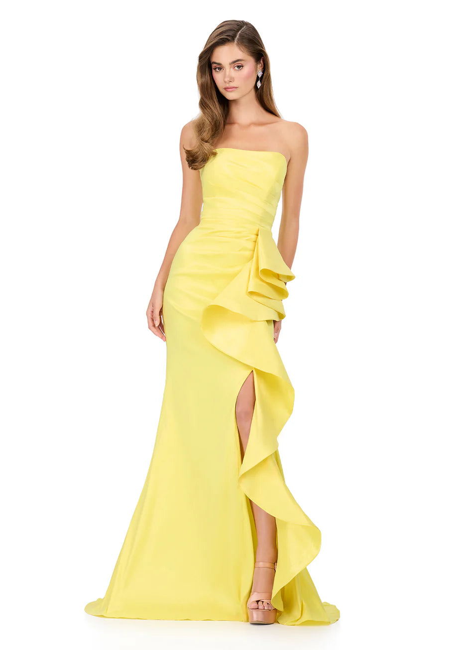 Ashley Lauren 11751 - Strapless Side Ruffle Evening Dress