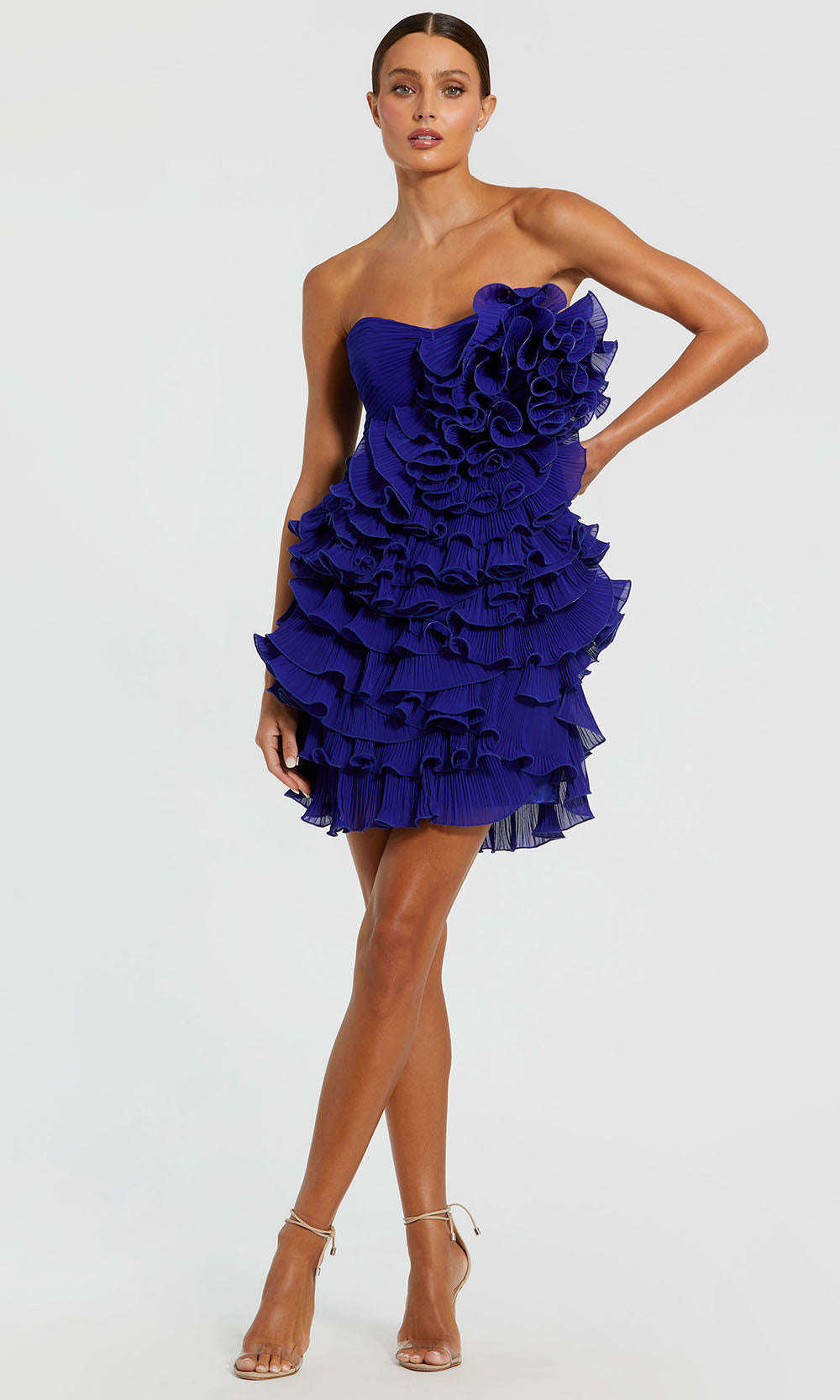Ieena Duggal 11766 - Semi-Sweetheart Tiered Ruffle Short Dress Cocktail Dresses in Cobalt