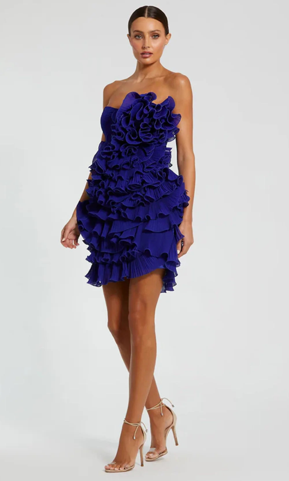 Ieena Duggal 11766 - Semi-Sweetheart Tiered Ruffle Short Dress Cocktail Dresses in Cobalt