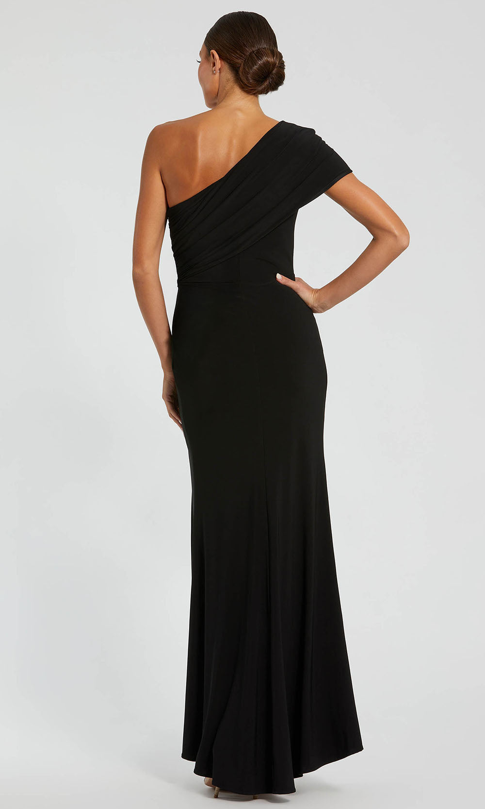 Mac Duggal 11769 - Asymmetric Sheath Gown with Floral Applique Evening Dresses in Black  