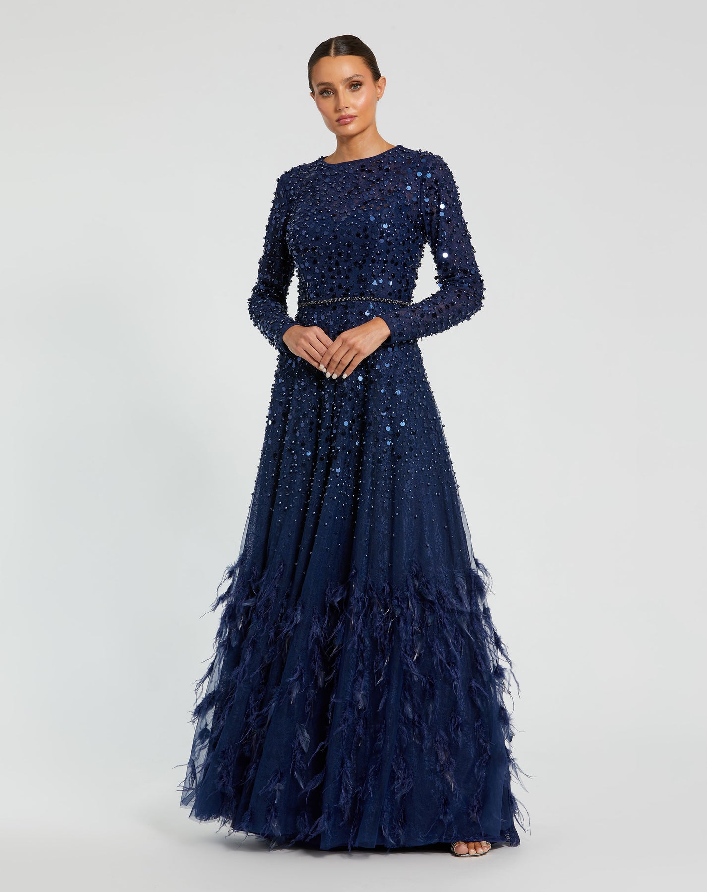 Mac Duggal 11782 - Feather Fringed A-line Dress