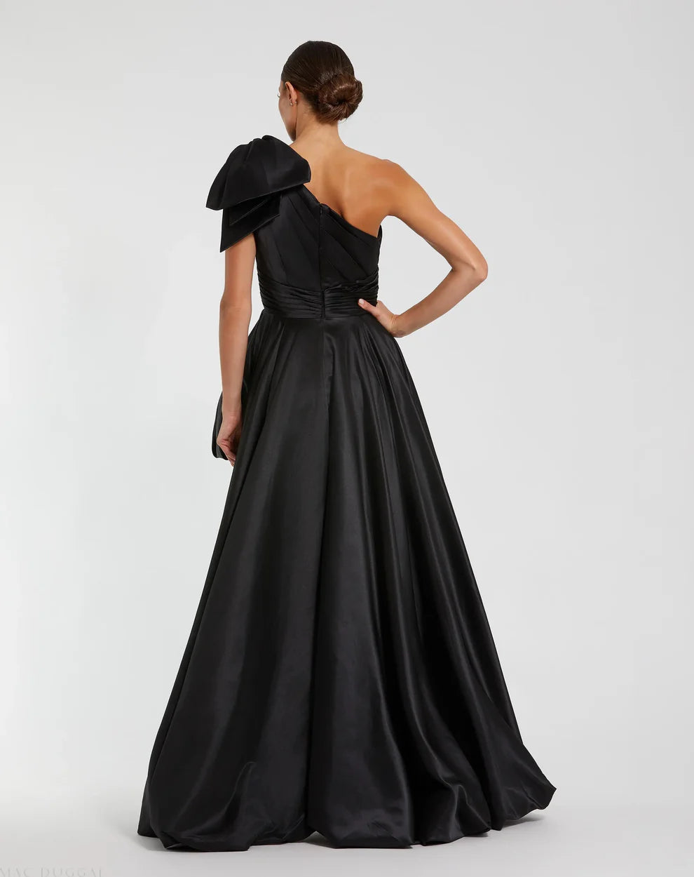 Mac Duggal 11800 - Pleated High-Low Satin Evening Dress