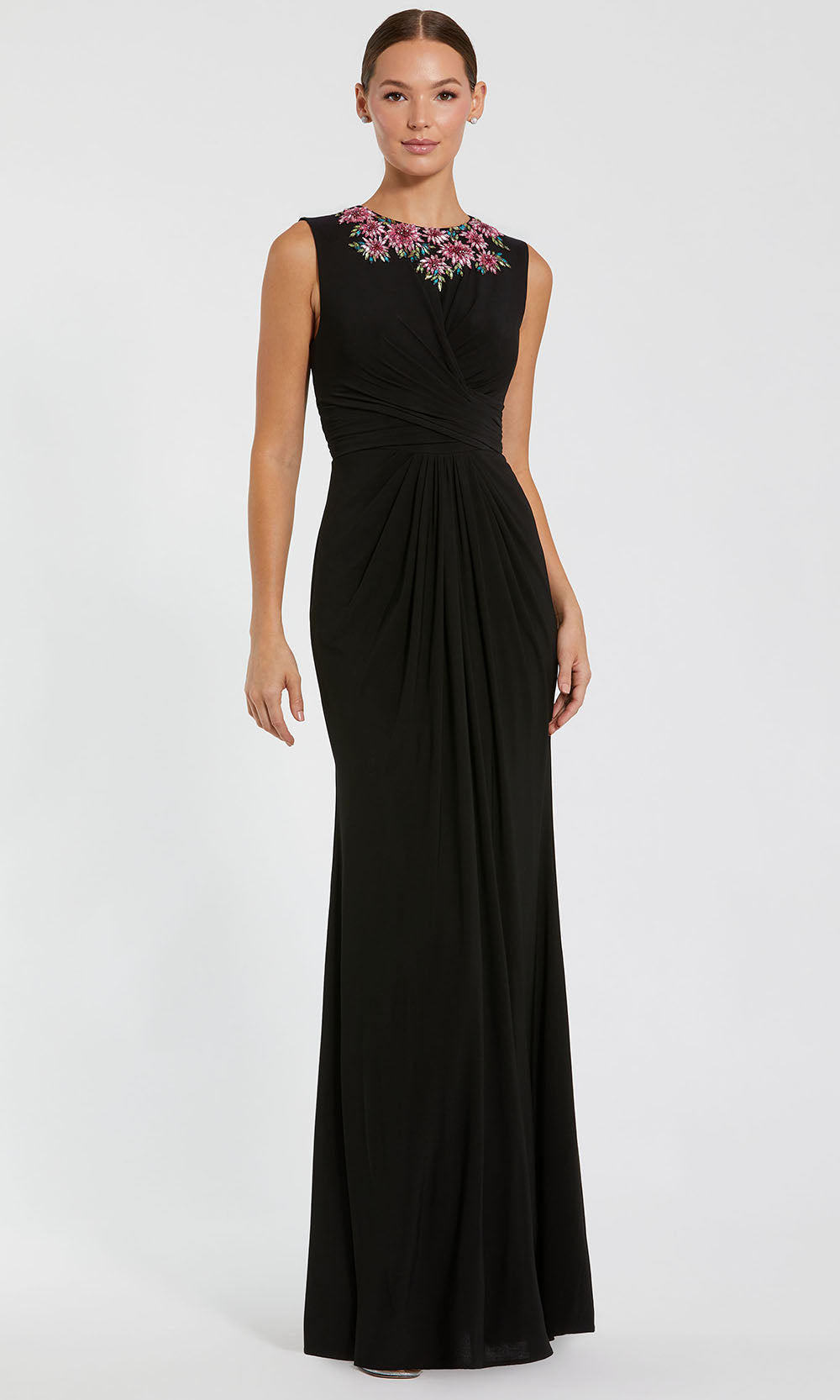 Ieena Duggal 11815 - Ruched Bodice Sleeveless Sheath Gown Mother of the Bride Dresses in Black Multi 