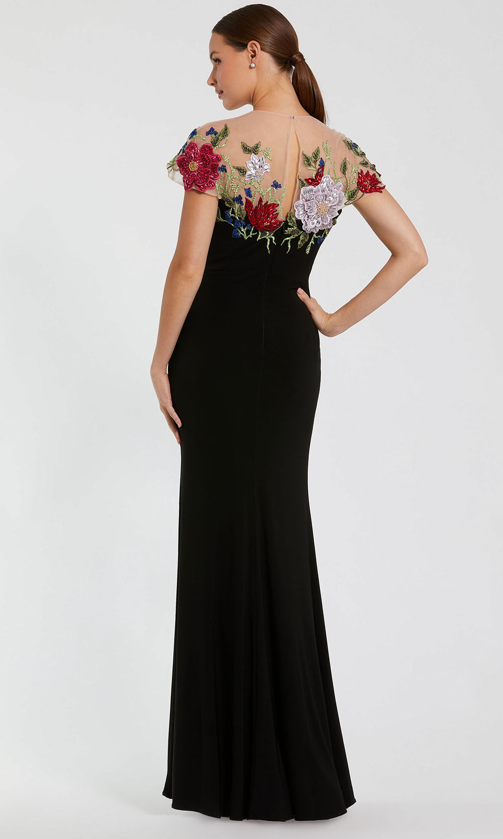 Mac Duggal 11817 - Floral Embellished Illusion Neck Evening Dress Special Occasion Dresses