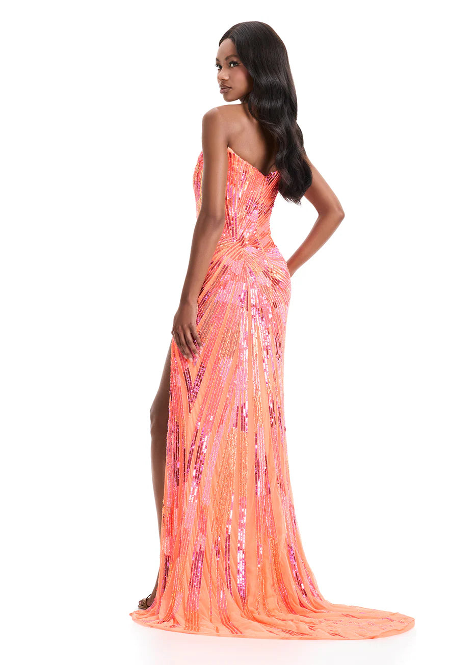 Ashley Lauren 11822 - Deep V-Neck Multicolor Prom Dress