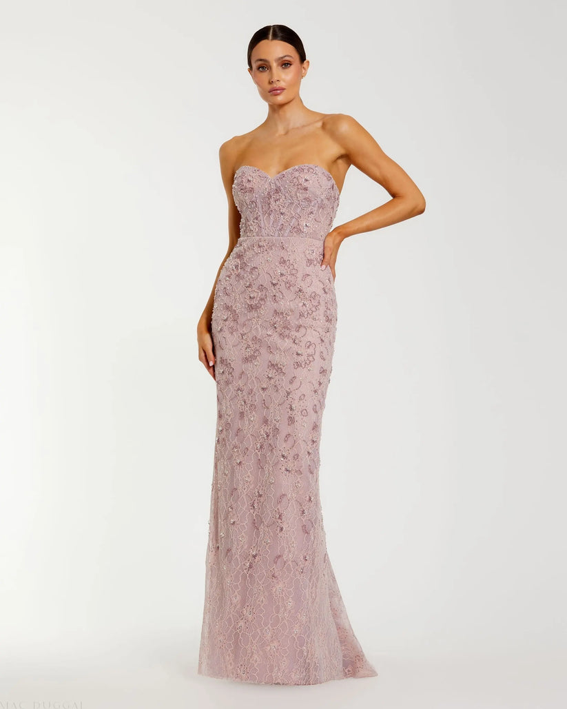 Mac Duggal 11830 - Beaded Lace Sweetheart Evening Dress Prom Dresses in Pink
