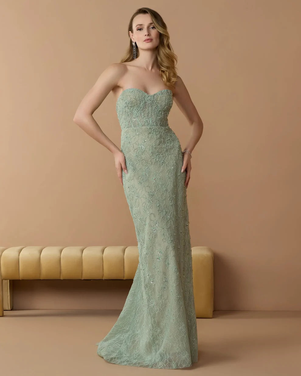 Mac Duggal 11830 - Beaded Lace Sweetheart Evening Dress