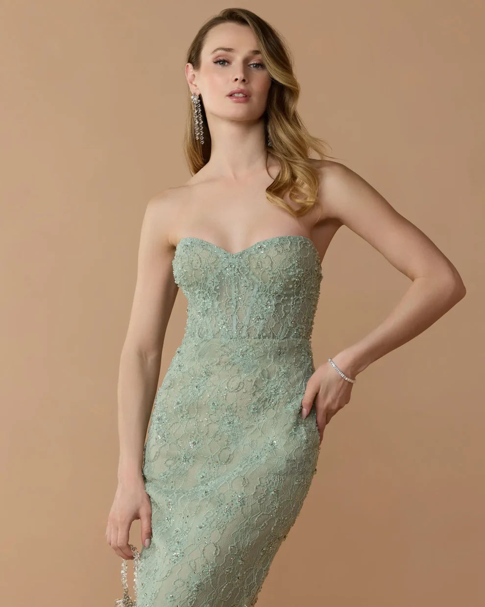 Mac Duggal 11830 - Beaded Lace Sweetheart Evening Dress