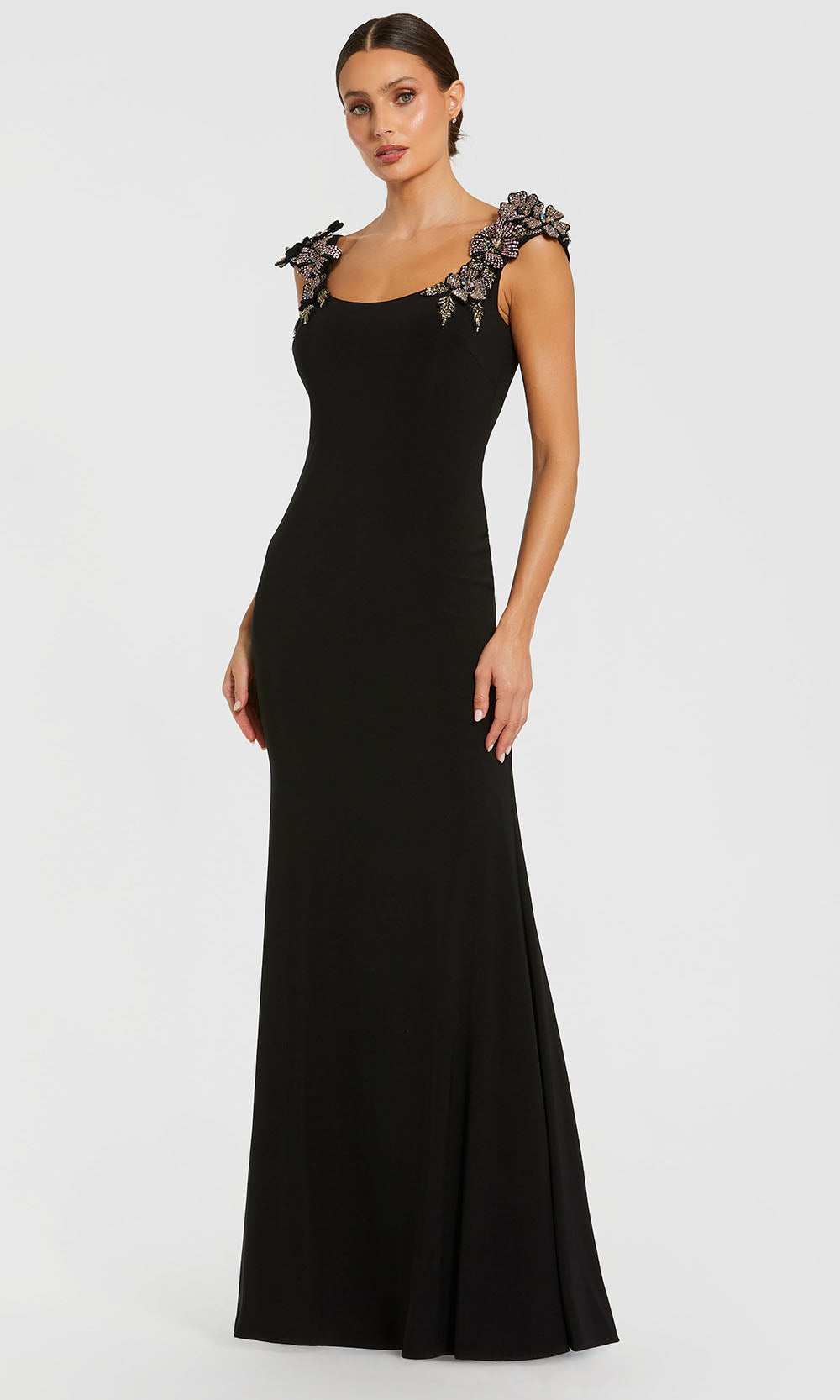 Mac Duggal 11842 - Sleeveless Scoop Neck Evening Gown Mother of the Bride Dresses in Black