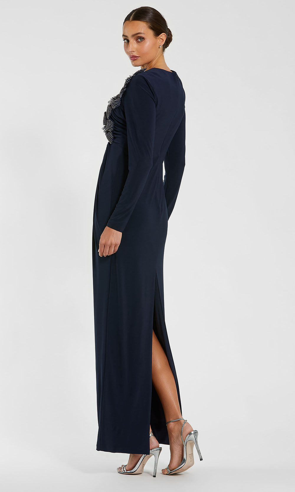 Mac Duggal 11850 - Jersey Long Sleeve Embellished Gown Formal Gowns