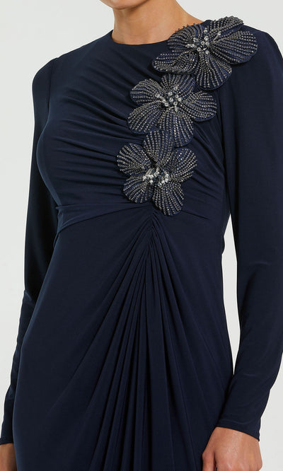 Mac Duggal 11850 - Jersey Long Sleeve Embellished Gown Formal Gowns