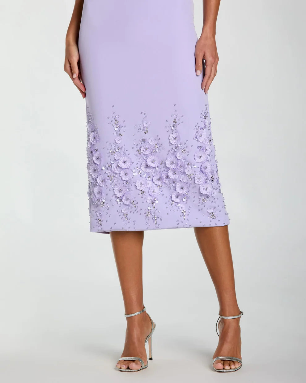 Mac Duggal 11853 - Graceful Mesh Gown with Floral Accents