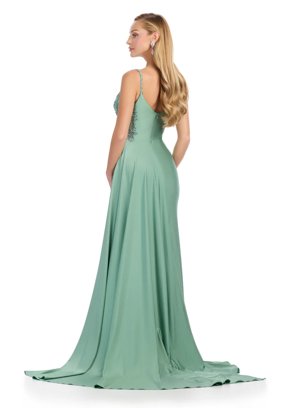 Ashley Lauren 11853 - Ruched Bodice V-Back Prom Gown