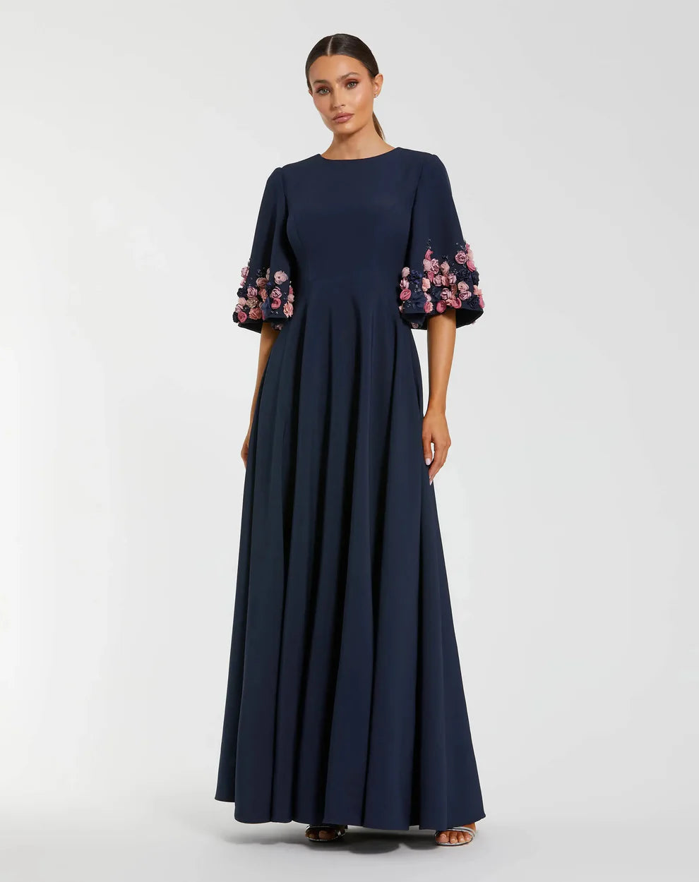 Mac Duggal 11854 - Elegant Jewel Neck Crepe Gown