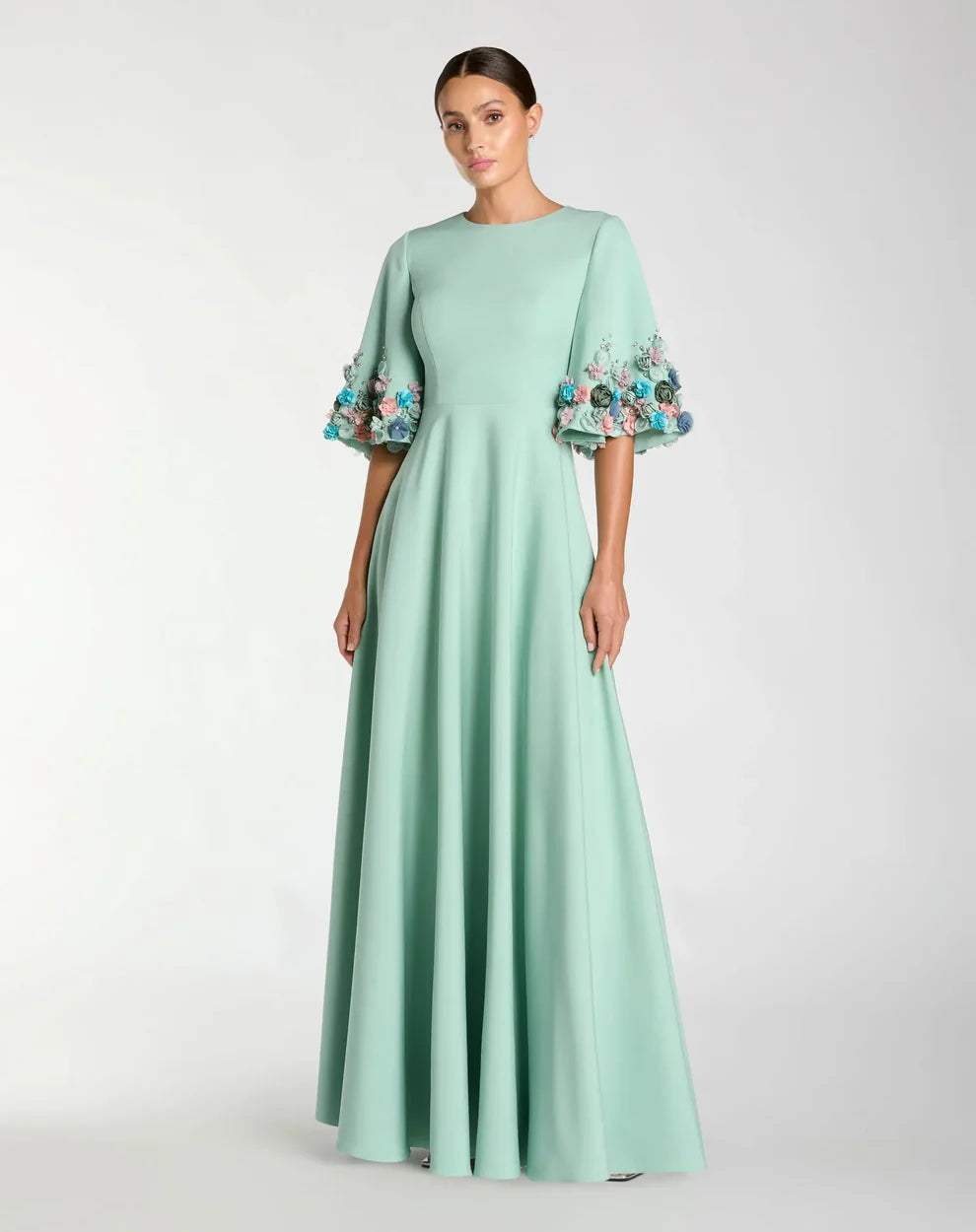 Mac Duggal 11854 - Elegant Jewel Neck Crepe Gown