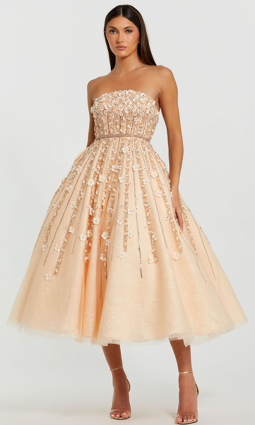 Mac Duggal 11865 - Straight Neckline Floral A-Line Dress Prom Dresses