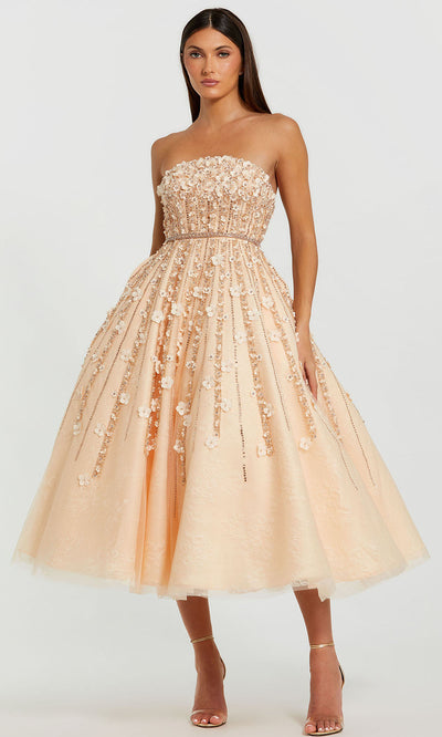 Mac Duggal 11865 - Straight Neckline Floral A-Line Dress Prom Dresses