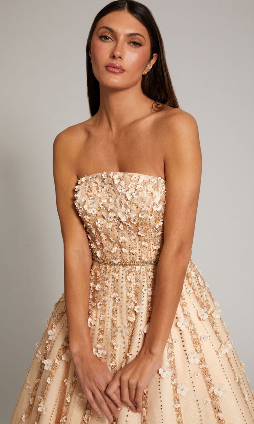 Mac Duggal 11865 - Straight Neckline Floral A-Line Dress Prom Dresses