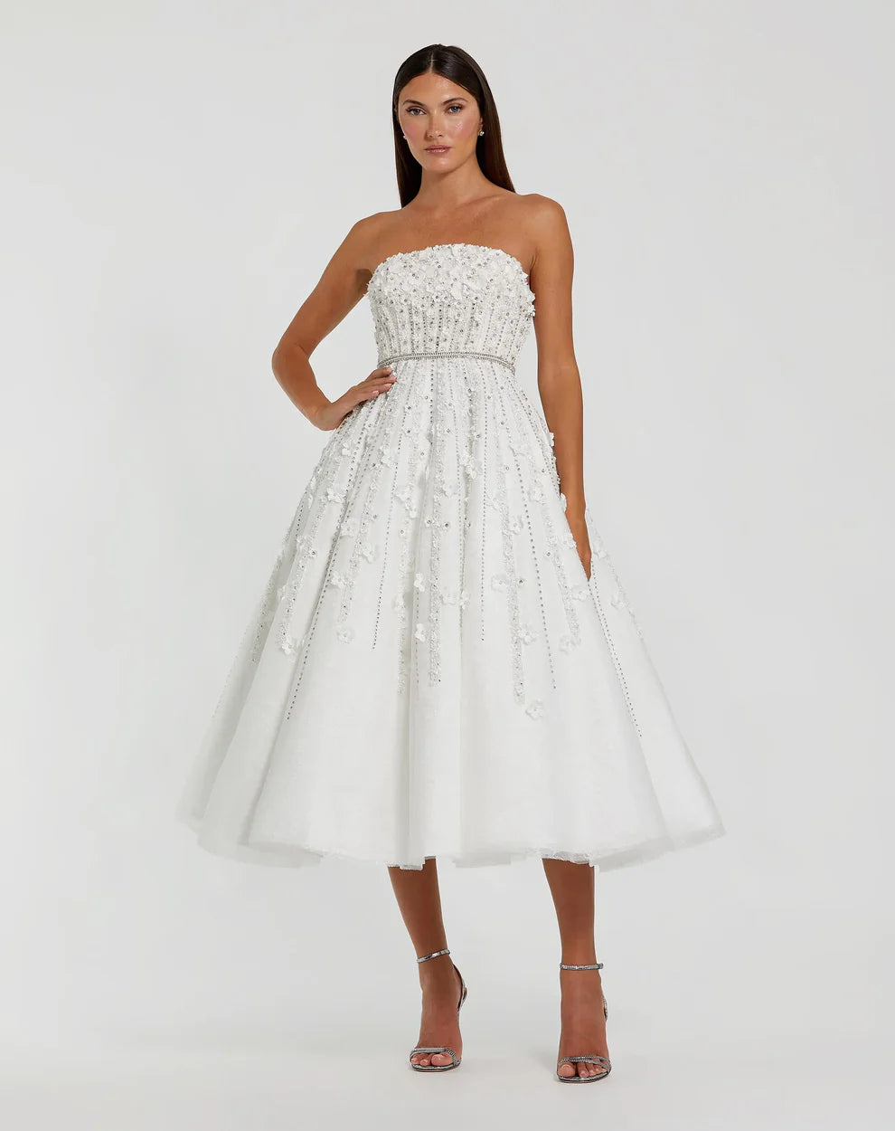 Mac Duggal 11865 - Straight Neckline Floral A-Line Dress