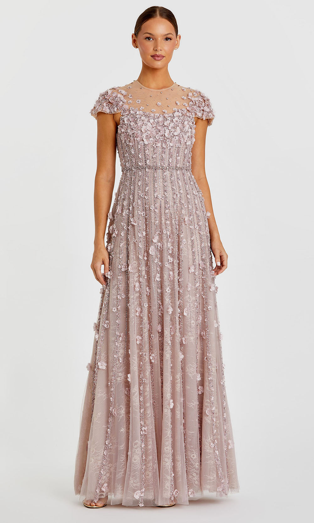 Mac Duggal 11866 - Floral Appliqued Cap Sleeve Gown Mother of the Bride Dresses