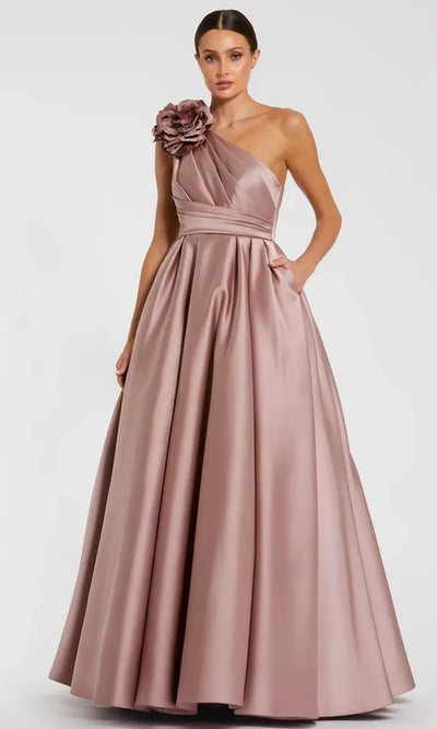 Mac Duggal 11874 - Pleated Bodice 3D Floral Strap Gown Ball Gowns