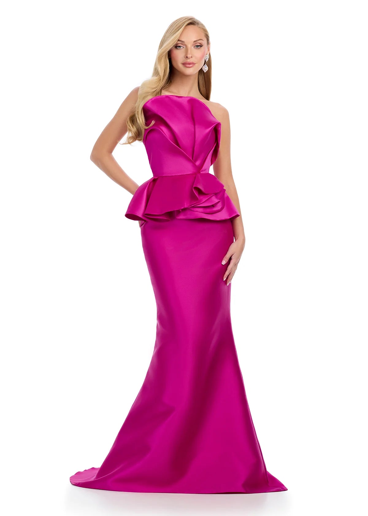 Ashley Lauren 11874 - Strapless Peplum Waist Prom Dress