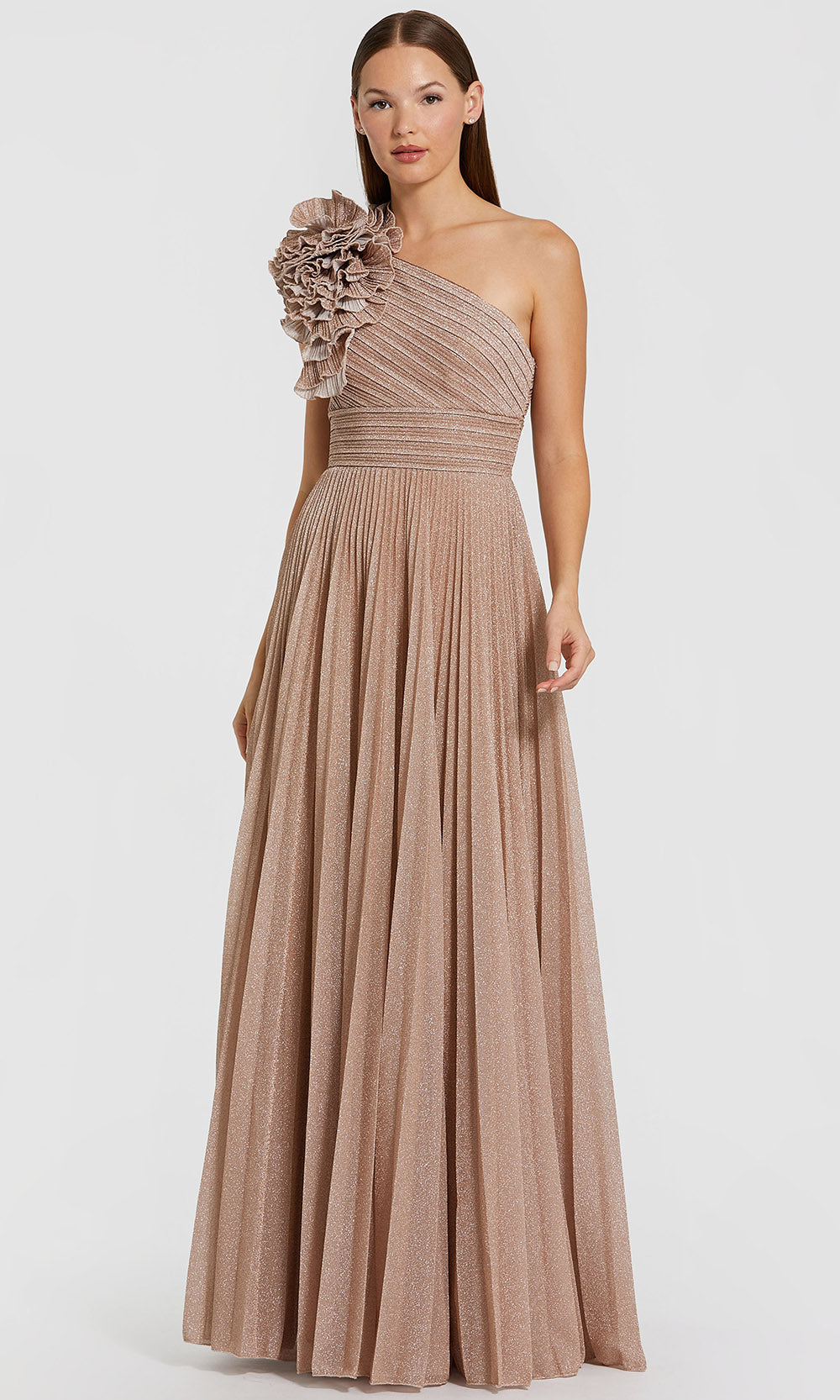 Ieena Duggal 11879 - Pleated Bodice A-Line Evening Dress Mother of the Bride Dresses in Champagne