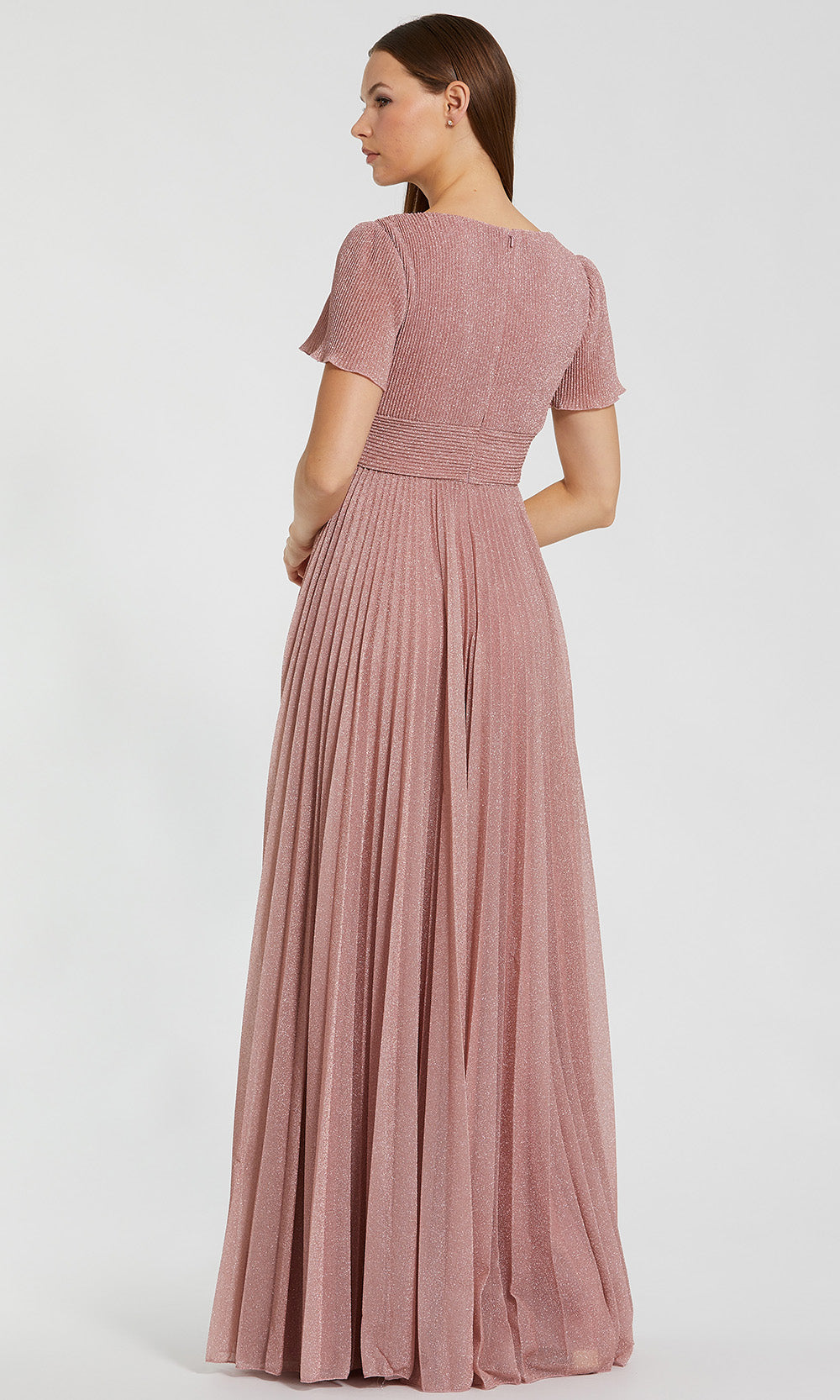 Ieena Duggal 11881 - Surplice V-Neck Pleated Evening Dress Mother of the Bride Dresses in Dusty Rose