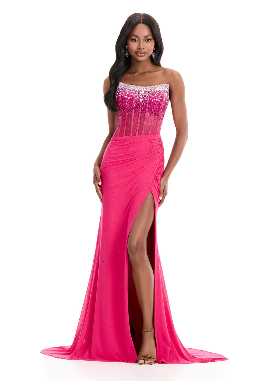 Ashley Lauren 11904 - Strapless Sheer Corset Prom Gown