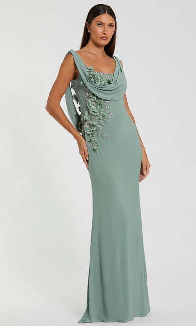 Mac Duggal 11910 - Cowl Neck Embellished Sheath Gown Evening Dresses