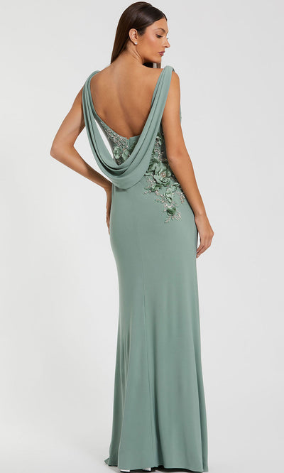 Mac Duggal 11910 - Cowl Neck Embellished Sheath Gown Evening Dresses