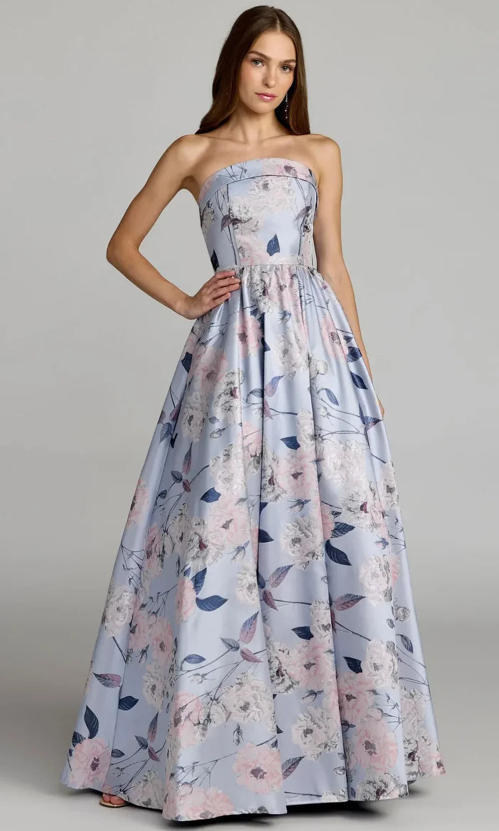 Mac Duggal 11921 - Strapless Allover Floral Long Gown Ball Gowns in Blue Multi 