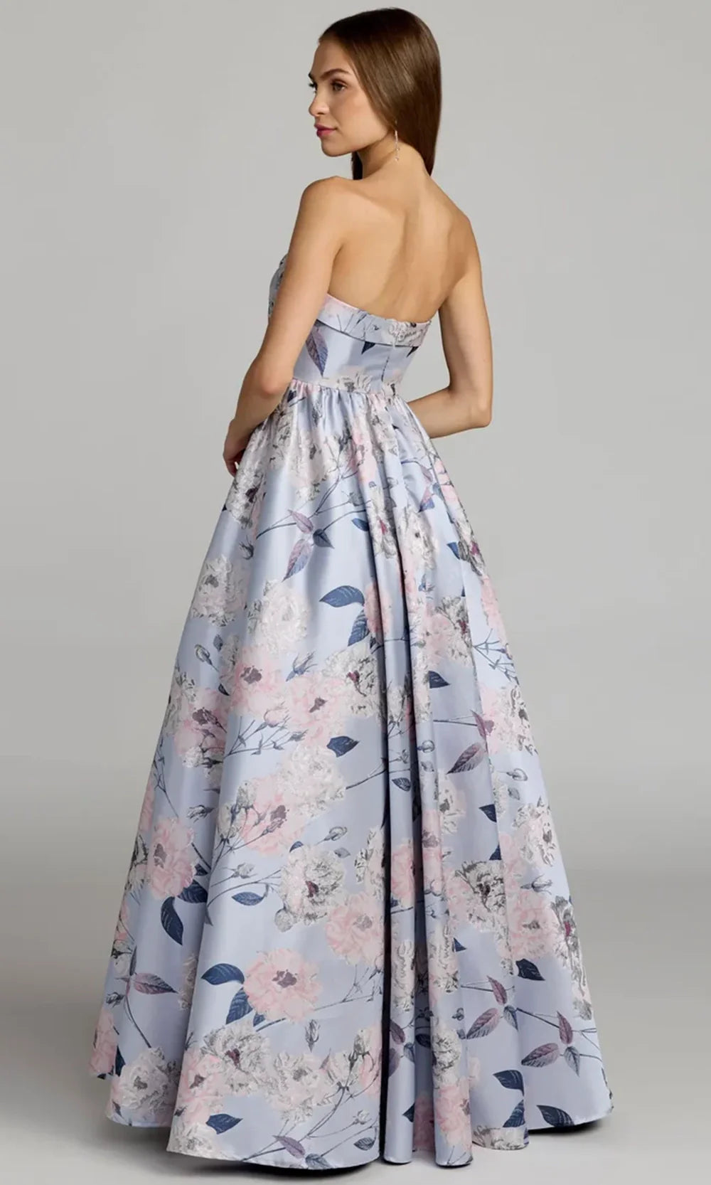 Mac Duggal 11921 - Strapless Allover Floral Long Gown Ball Gowns in Blue Multi 