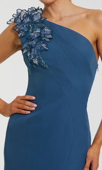 Mac Duggal 11940 - Trumpet Skirt Asymmetric Crepe Gown Formal Gowns