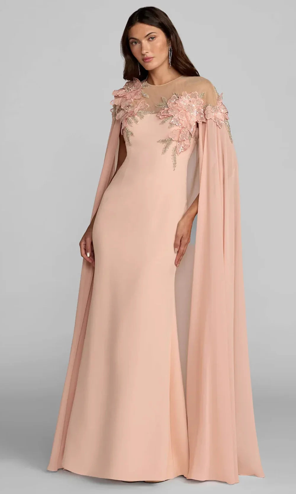 Mac Duggal 11942 - Illusion Jewel Embellished Long Gown Mother Of The Bride Dresses in Pink  