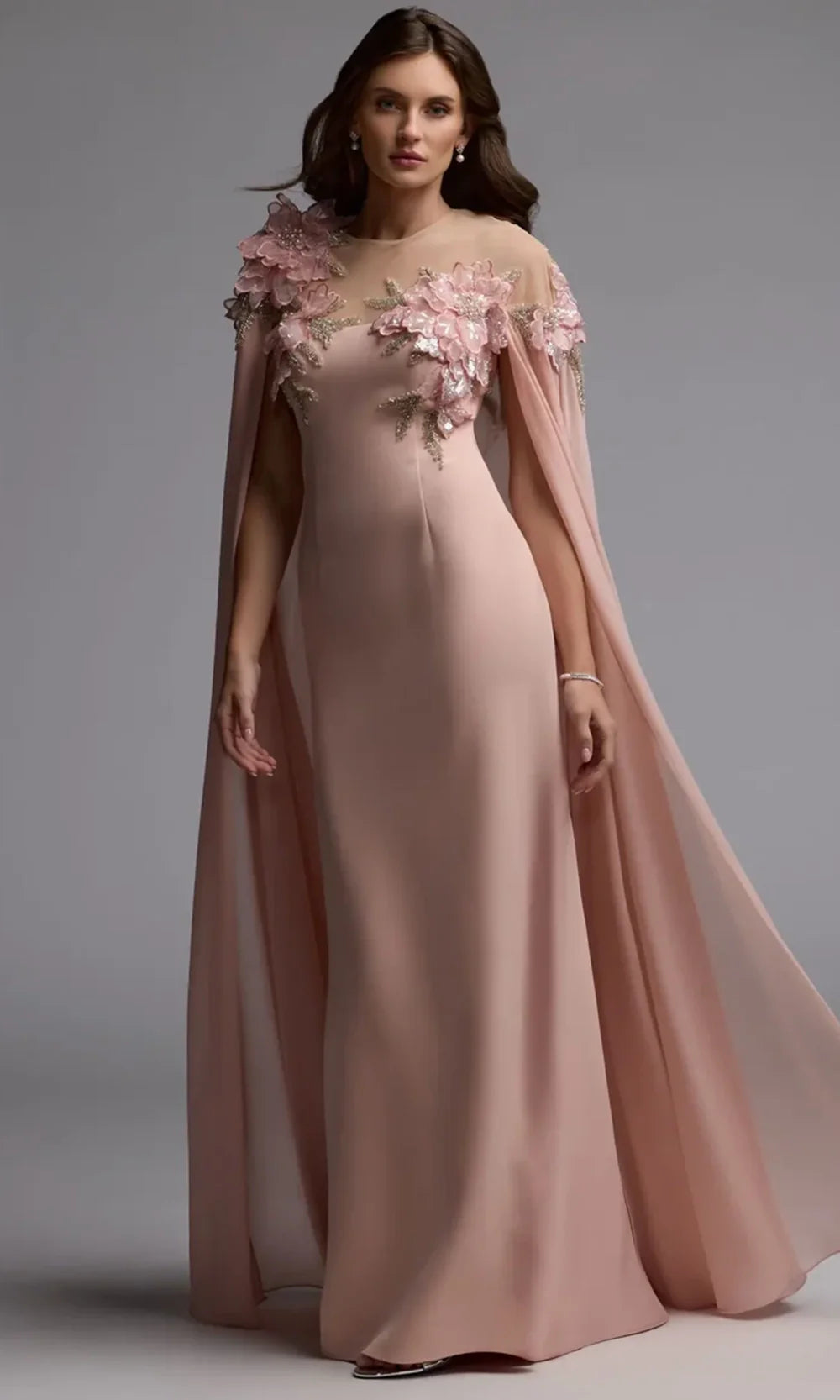Mac Duggal 11942 - Illusion Jewel Embellished Long Gown Mother Of The Bride Dresses in Pink  