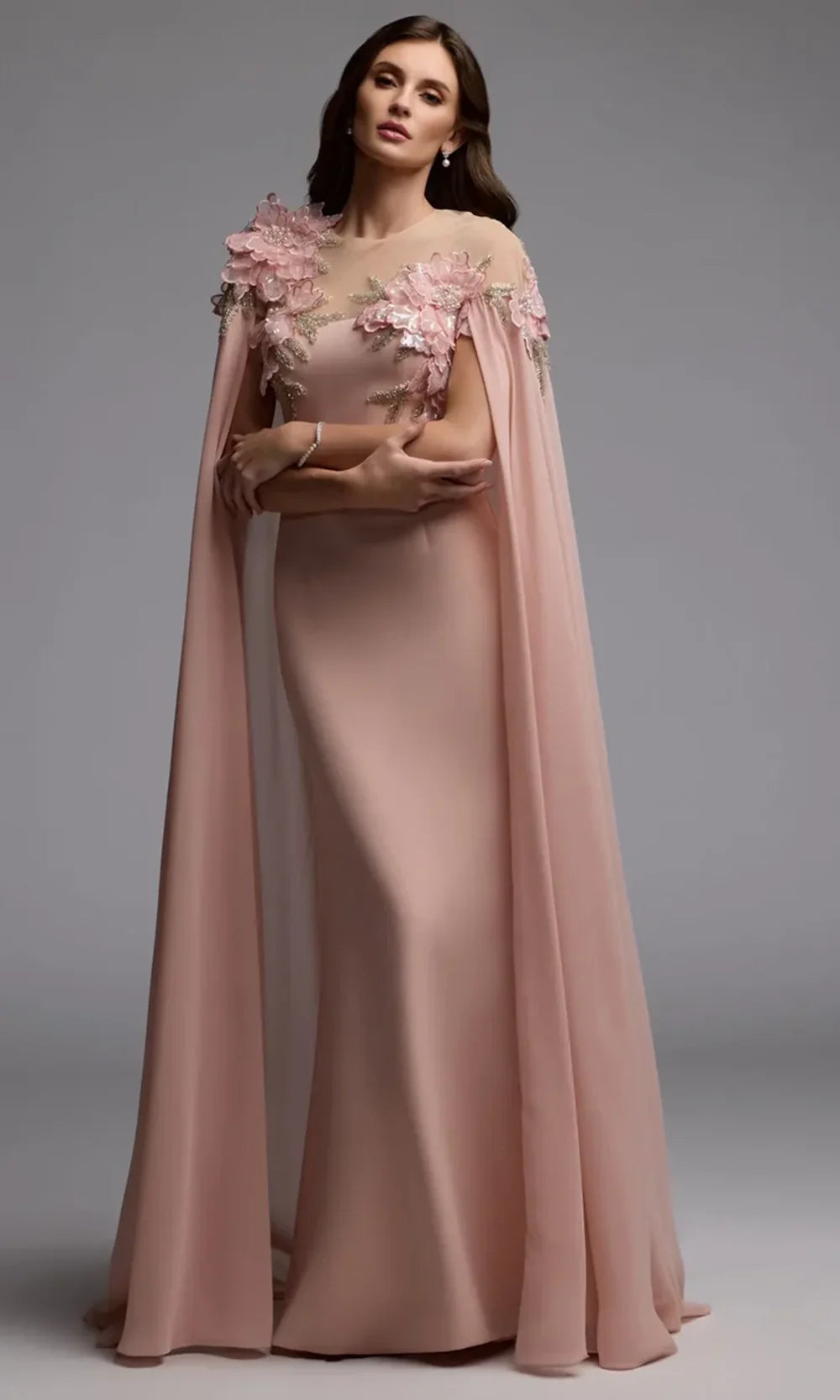 Mac Duggal 11942 - Illusion Jewel Embellished Long Gown Mother Of The Bride Dresses in Pink  