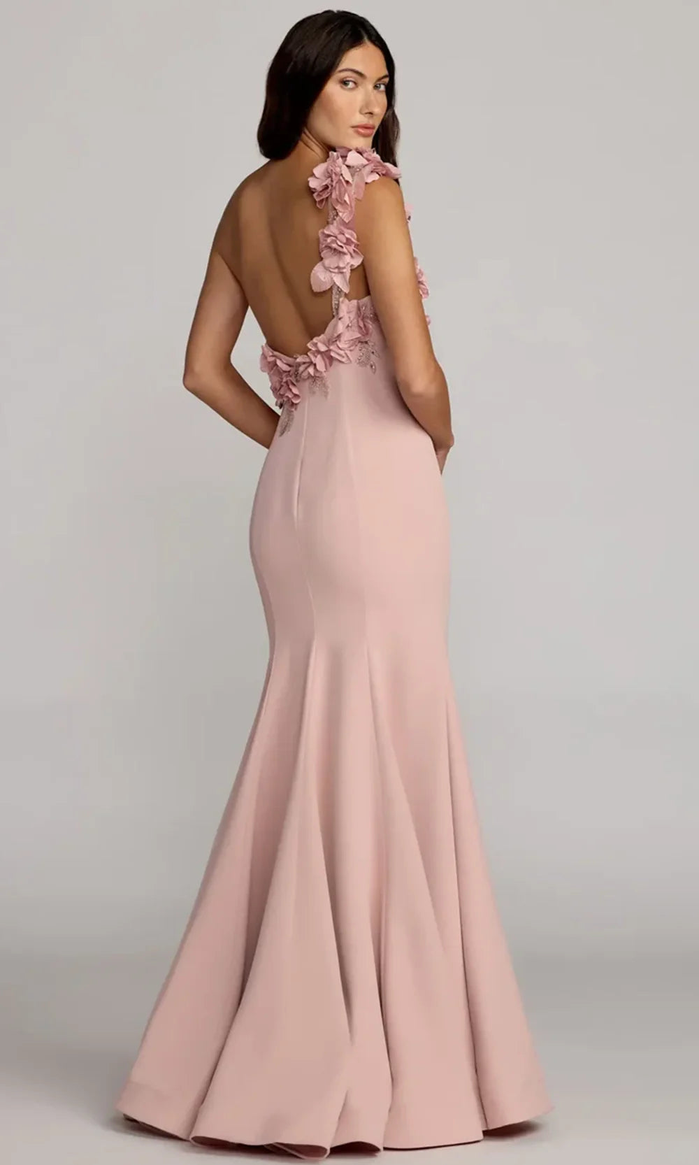 Mac Duggal 11943 - 3D Floral Sleeveless Asymmetric Gown Prom Dresses in Mauve  