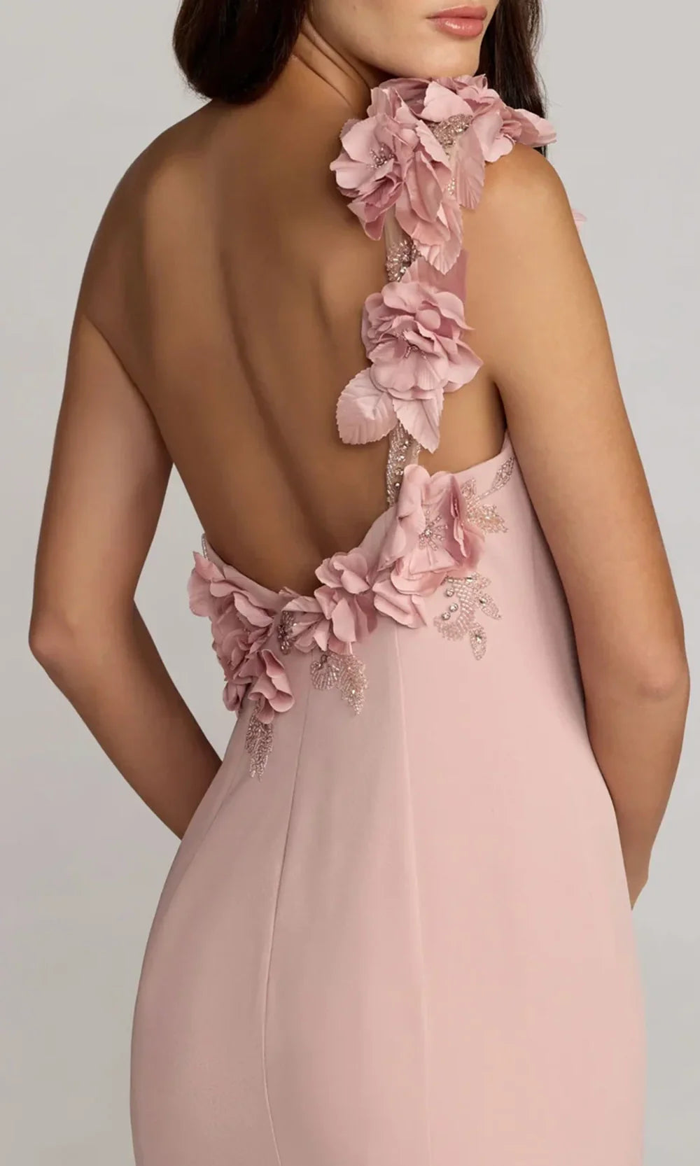 Mac Duggal 11943 - 3D Floral Sleeveless Asymmetric Gown Prom Dresses in Mauve  