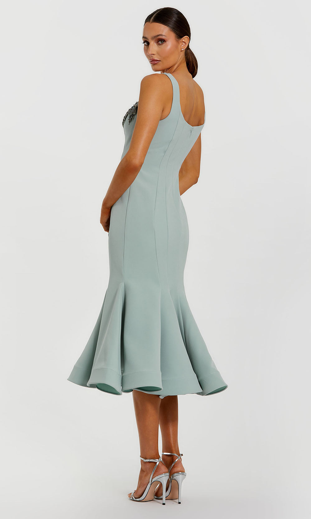 Mac Duggal 11948 - Scoop Neck Tea-Length Formal Dress Holiday Dresses in Seafoam